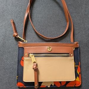 Spartina 449 Tan and Black Floral Crossbody Bag